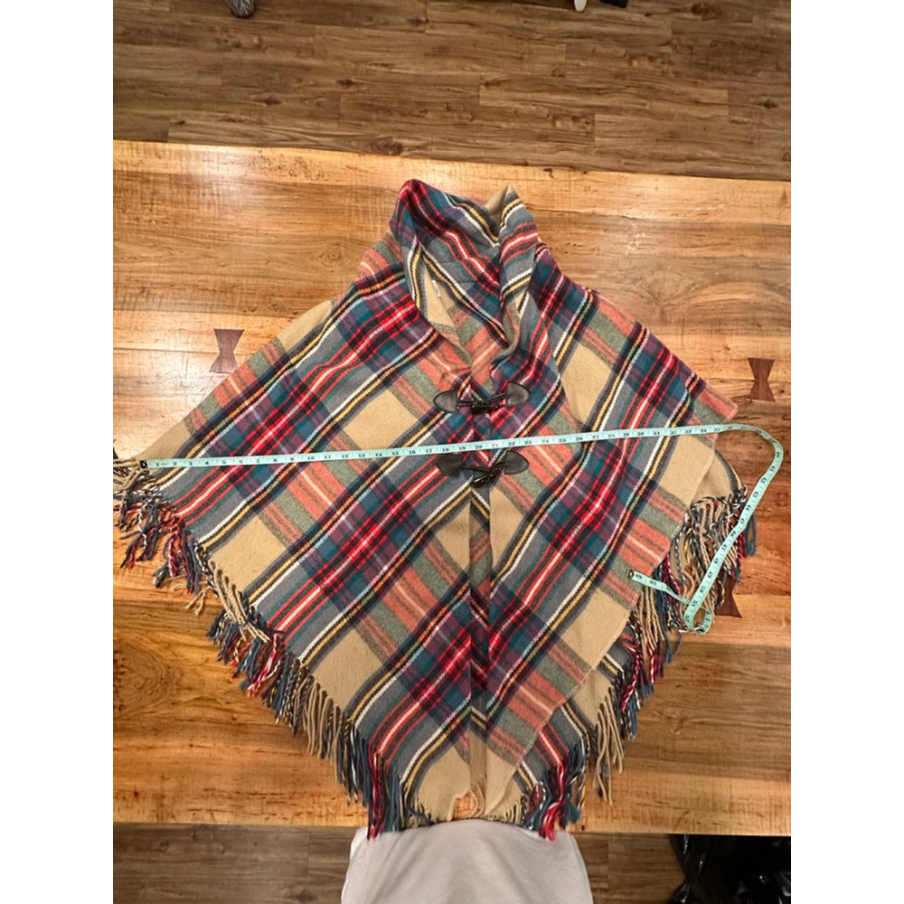 Cato Boho Plaid Poncho Cape One Size - Picture 9 of 10